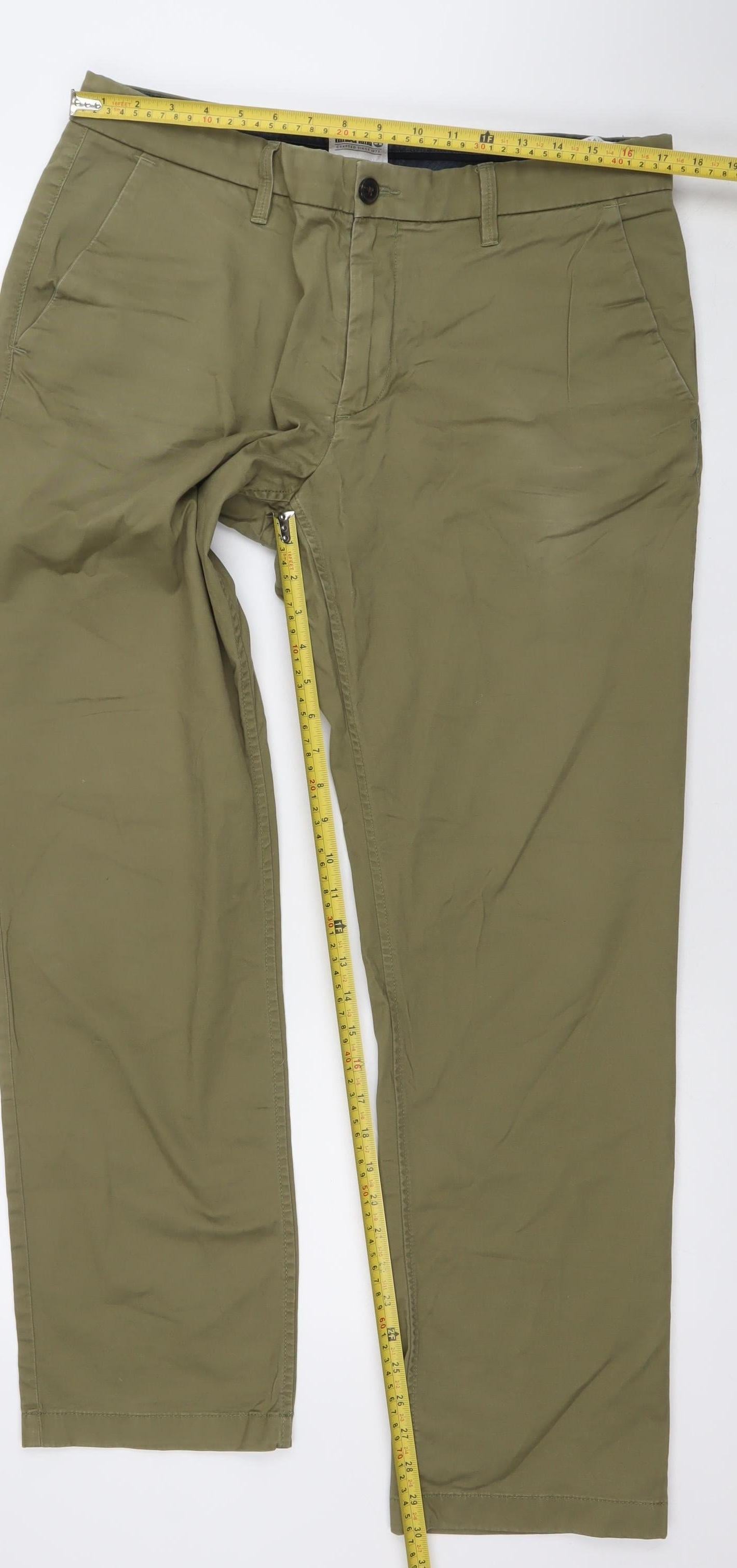 Timberland Men's Khaki Chino Trousers W36 L32 Cotton Blend