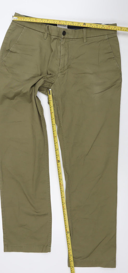 Timberland Men's Khaki Chino Trousers W36 L32 Cotton Blend