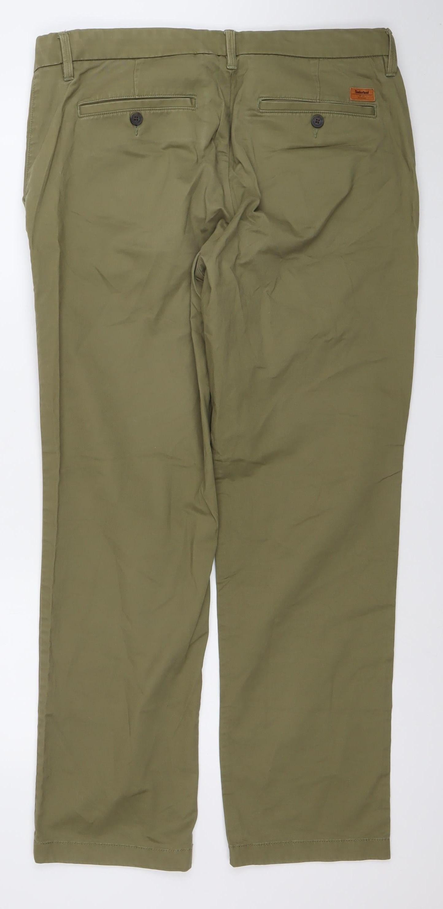 Timberland Men's Khaki Chino Trousers W36 L32 Cotton Blend