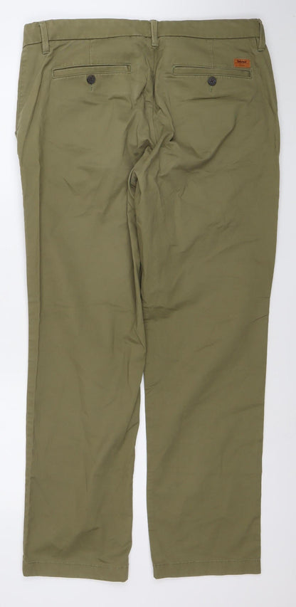 Timberland Men's Khaki Chino Trousers W36 L32 Cotton Blend