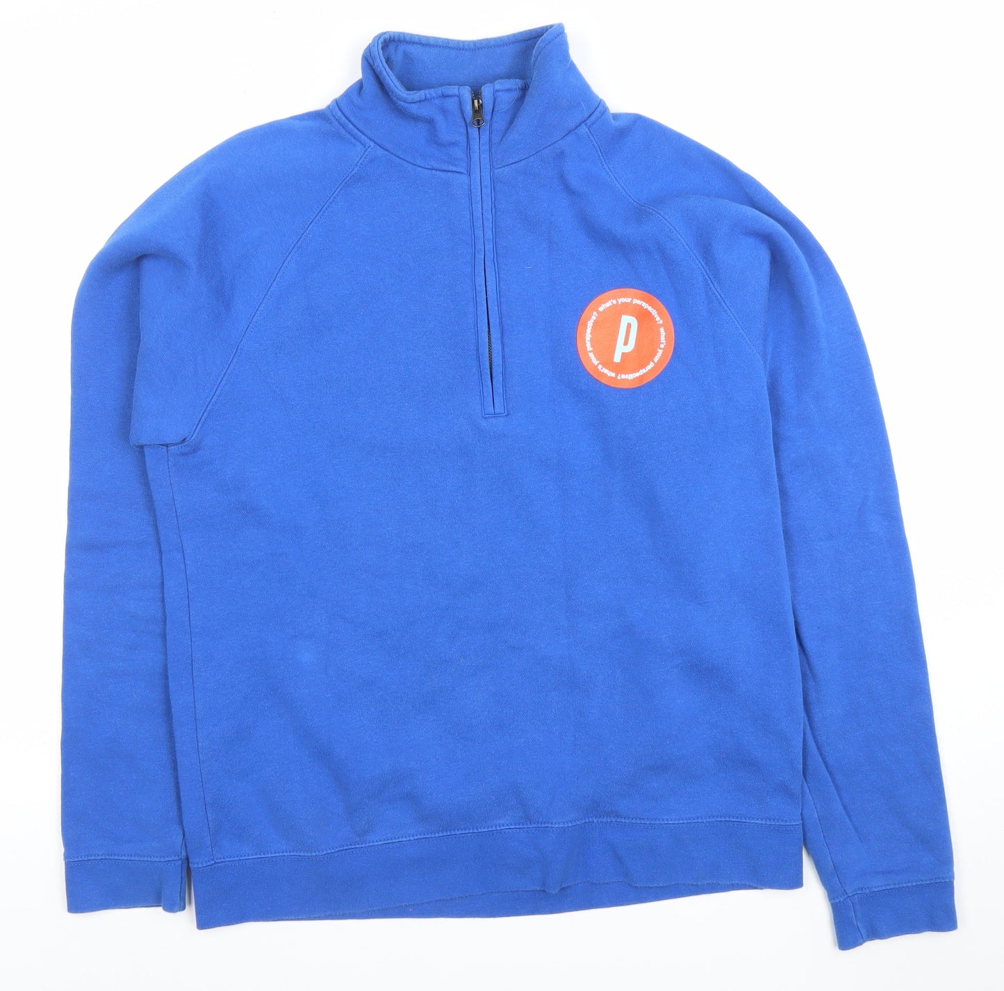 Fruit of the Loom Men's Blue 1/4 Zip Sweatshirt M Regular Fit