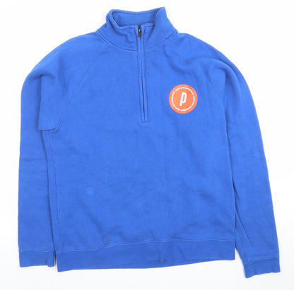 Fruit of the Loom Men's Blue 1/4 Zip Sweatshirt M Regular Fit