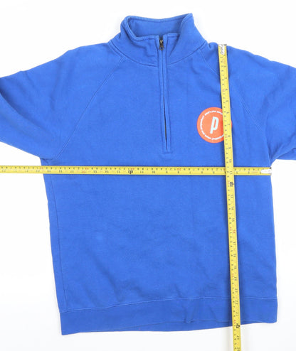Fruit of the Loom Men's Blue 1/4 Zip Sweatshirt M Regular Fit