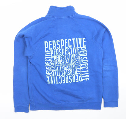 Fruit of the Loom Men's Blue 1/4 Zip Sweatshirt M Regular Fit