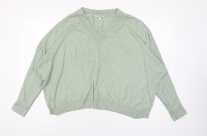 Next Women's Green V-Neck Relaxed Fit Knit Jumper Size 14