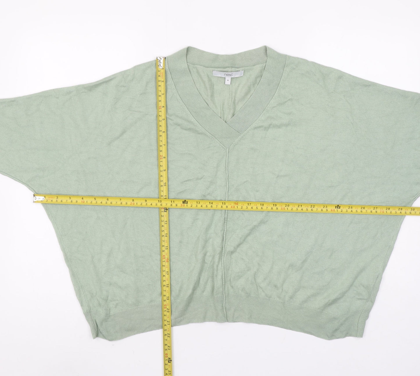 Next Women's Green V-Neck Relaxed Fit Knit Jumper Size 14