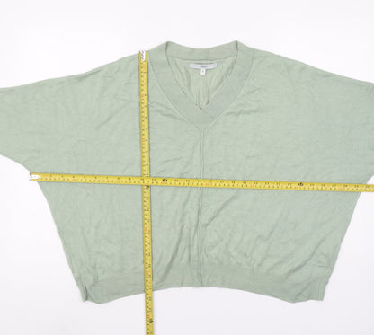 Next Women's Green V-Neck Relaxed Fit Knit Jumper Size 14