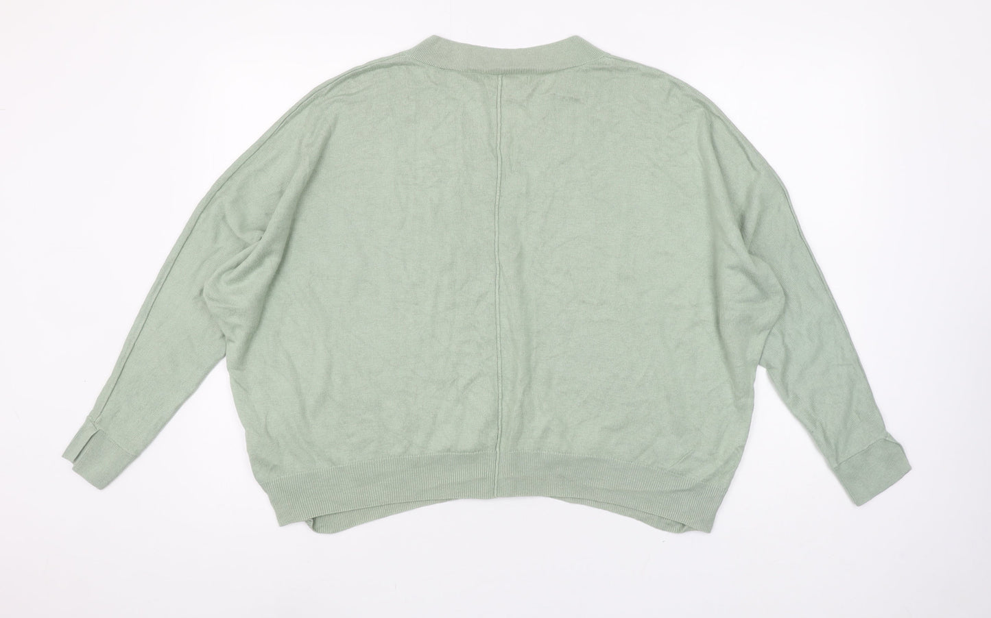 Next Women's Green V-Neck Relaxed Fit Knit Jumper Size 14