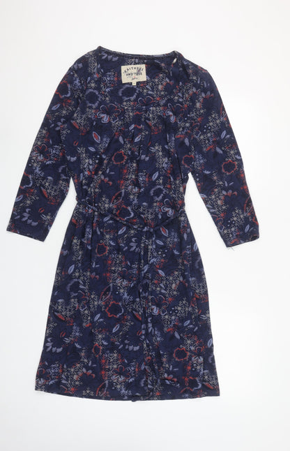 Faithful and True Women Blue Floral Shift Dress Size 12 Long Sleeve