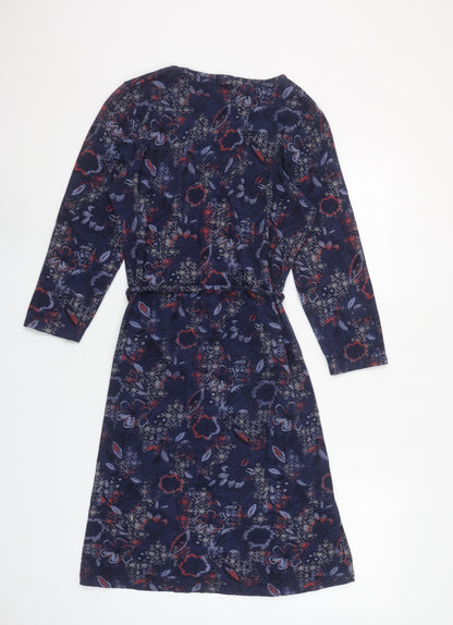 Faithful and True Women Blue Floral Shift Dress Size 12 Long Sleeve