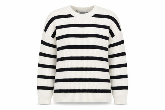 Stradivarius Womens Ivory Black Stripe Knit Jumper Size S