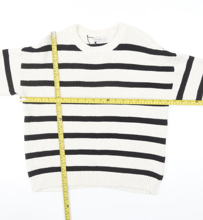 Stradivarius Womens Ivory Black Stripe Knit Jumper Size S