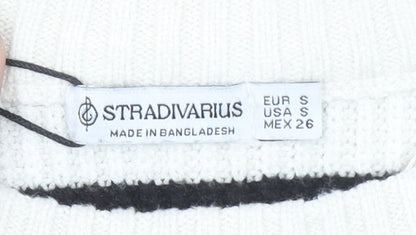 Stradivarius Womens Ivory Black Stripe Knit Jumper Size S