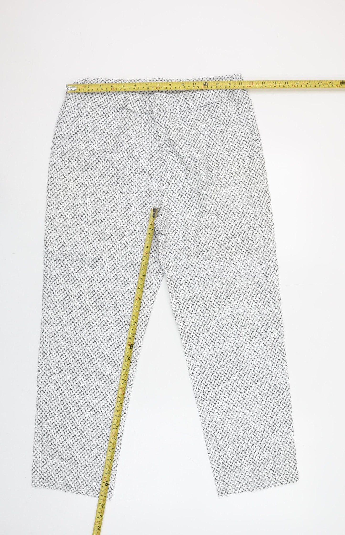 Deck by Decollage Women’s White Patterned Trousers XXL Viscose Blend