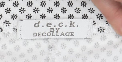 Deck by Decollage Women’s White Patterned Trousers XXL Viscose Blend