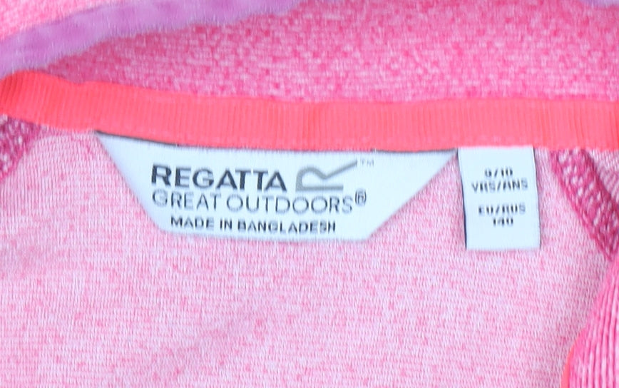 Regatta Girls Pink Fleece 1/2 Zip Sweatshirt 9-10 Years Outdoor Pullover