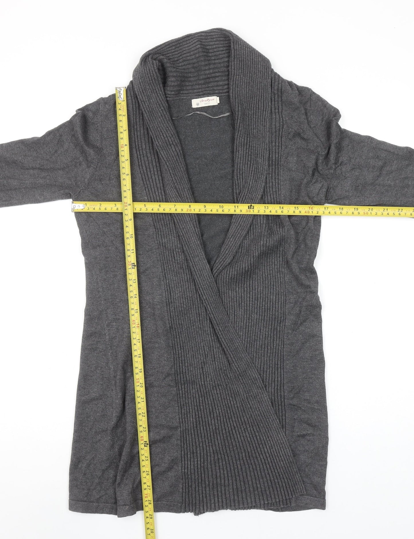 Jackpot Daily Women Grey Knit Cardigan Small Long Sleeve Wrap Style
