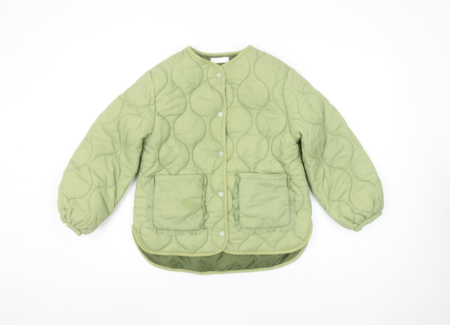 Leigh Tucker Willow Girls Green Quilted Ruffle Jacket 8-9 Years