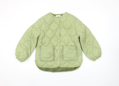 Leigh Tucker Willow Girls Green Quilted Ruffle Jacket 8-9 Years