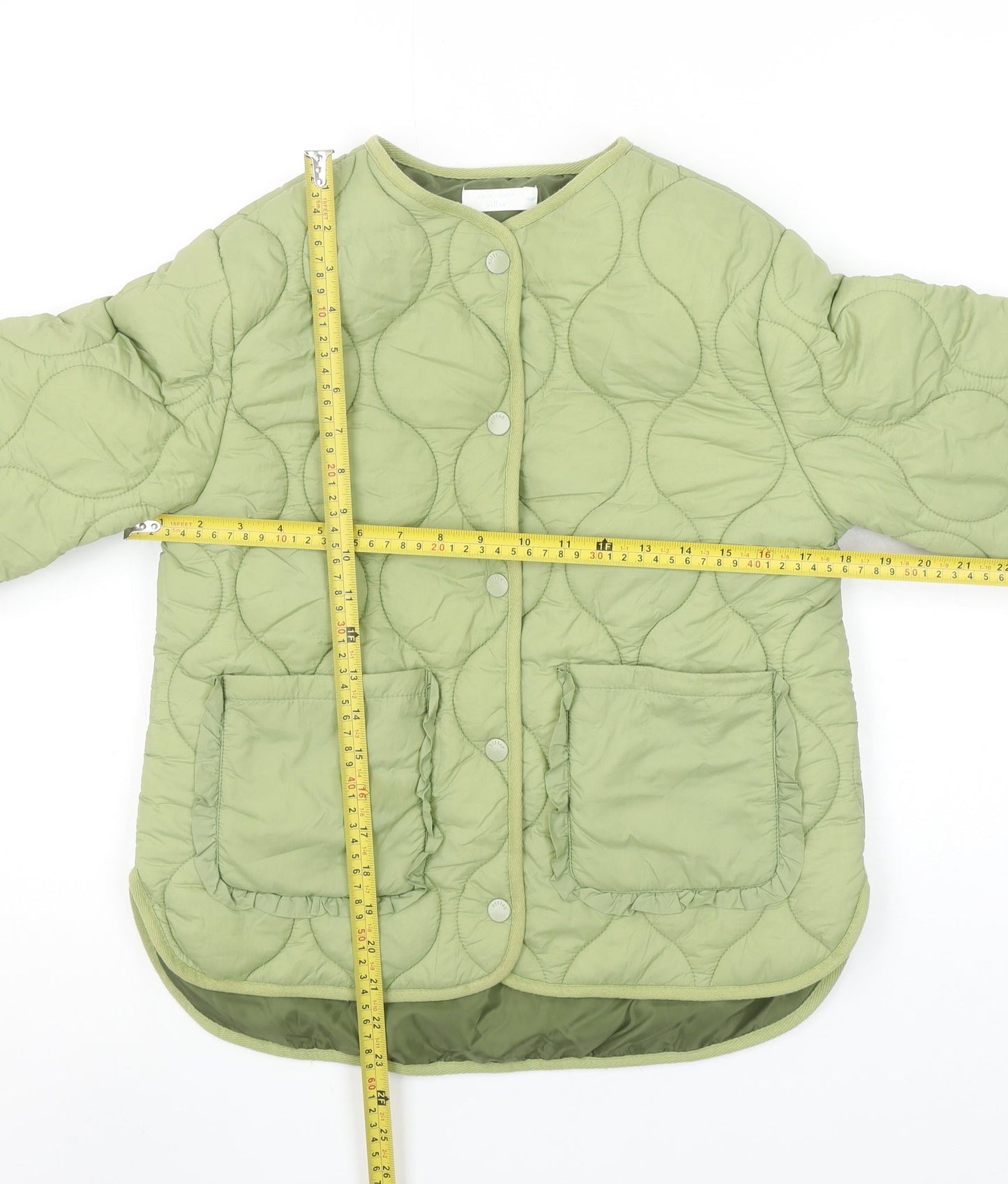 Leigh Tucker Willow Girls Green Quilted Ruffle Jacket 8-9 Years