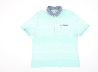 Penguin by Munsingwear Men's Blue Slim Fit Striped Polo Shirt L