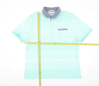 Penguin by Munsingwear Men's Blue Slim Fit Striped Polo Shirt L