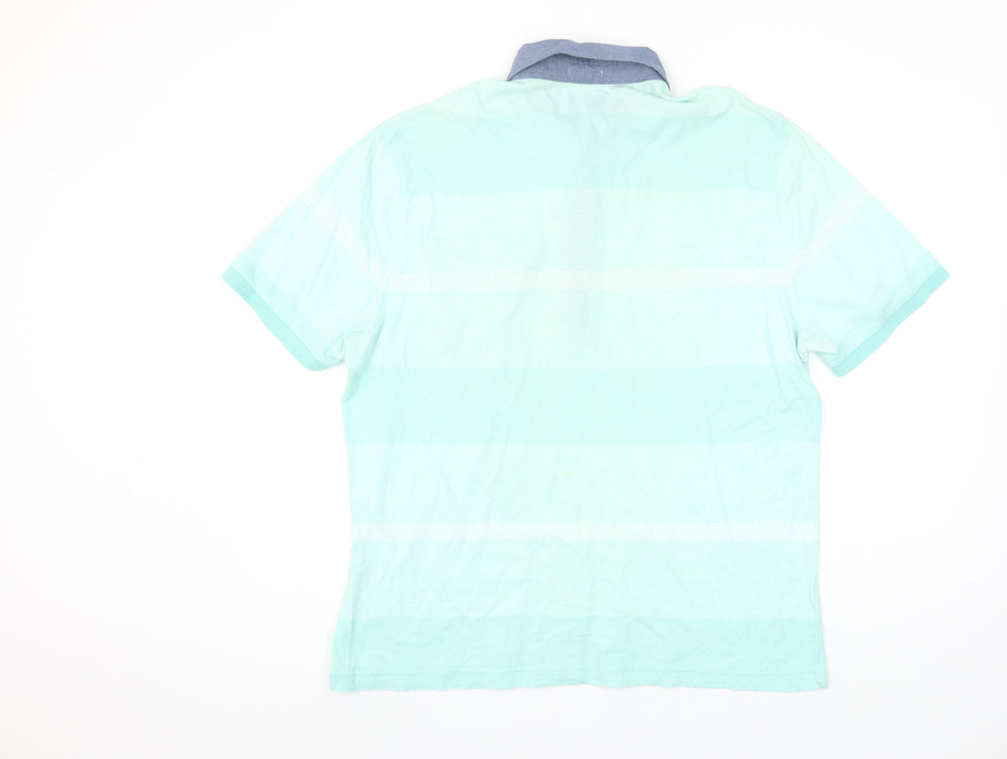 Penguin by Munsingwear Men's Blue Slim Fit Striped Polo Shirt L