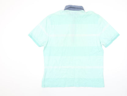 Penguin by Munsingwear Men's Blue Slim Fit Striped Polo Shirt L
