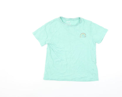Next Girls 9 Years Green Rainbow Embroidered Cotton Short Sleeve T-Shirt