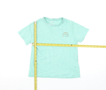 Next Girls 9 Years Green Rainbow Embroidered Cotton Short Sleeve T-Shirt