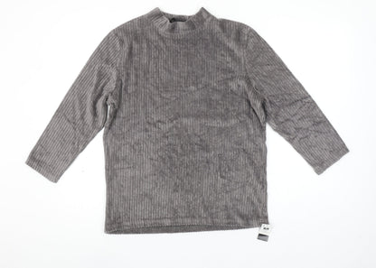 Dunnes Stores Women’s Grey Mock Neck 3/4 Sleeve Velvet Top Size L