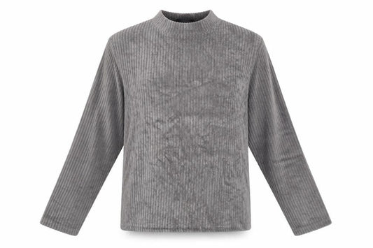Dunnes Stores Women’s Grey Mock Neck 3/4 Sleeve Velvet Top Size L
