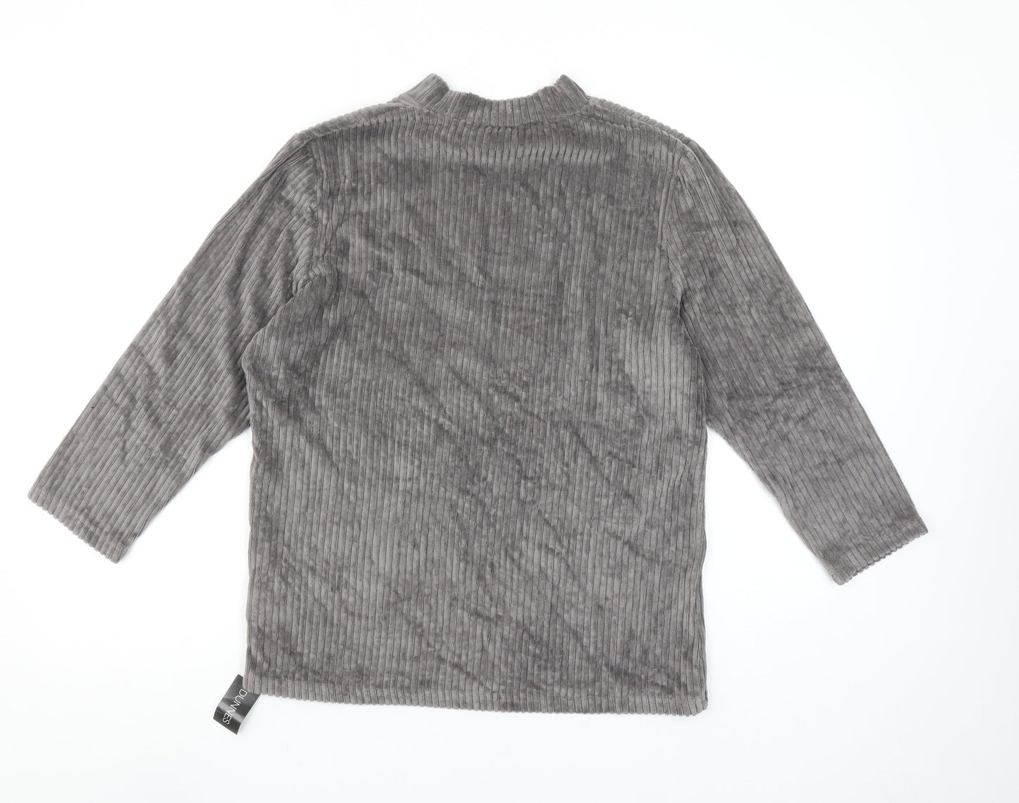 Dunnes Stores Women’s Grey Mock Neck 3/4 Sleeve Velvet Top Size L