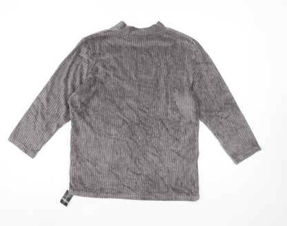 Dunnes Stores Women’s Grey Mock Neck 3/4 Sleeve Velvet Top Size L