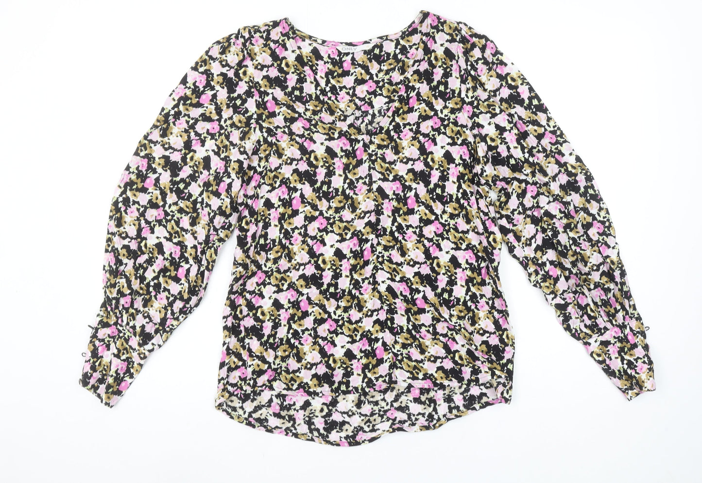 ONLY Womens Multicoloured Floral Viscose V-Neck Blouse M
