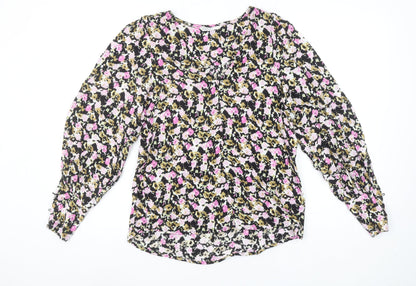 ONLY Womens Multicoloured Floral Viscose V-Neck Blouse M