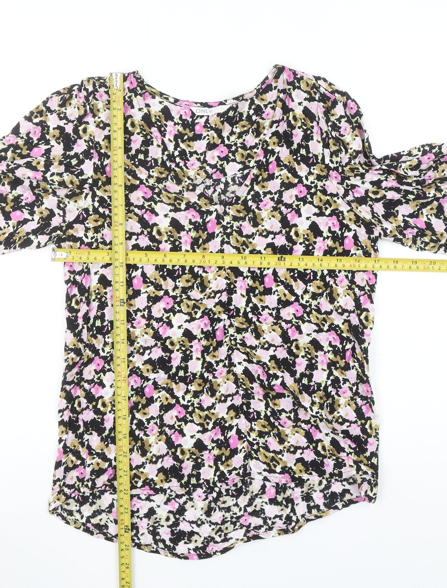ONLY Womens Multicoloured Floral Viscose V-Neck Blouse M
