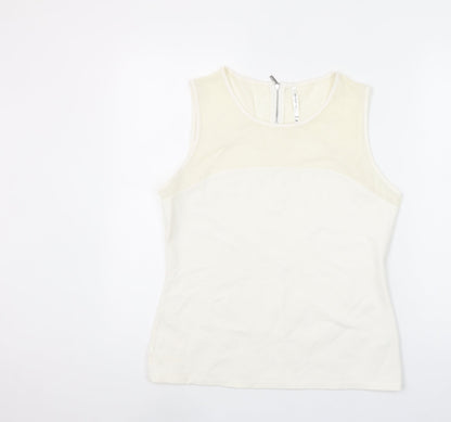 Karen Millen Women's Ivory Sleeveless Crew Neck Top Size 16