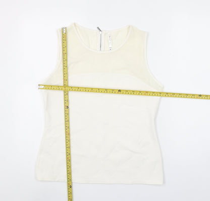 Karen Millen Women's Ivory Sleeveless Crew Neck Top Size 16