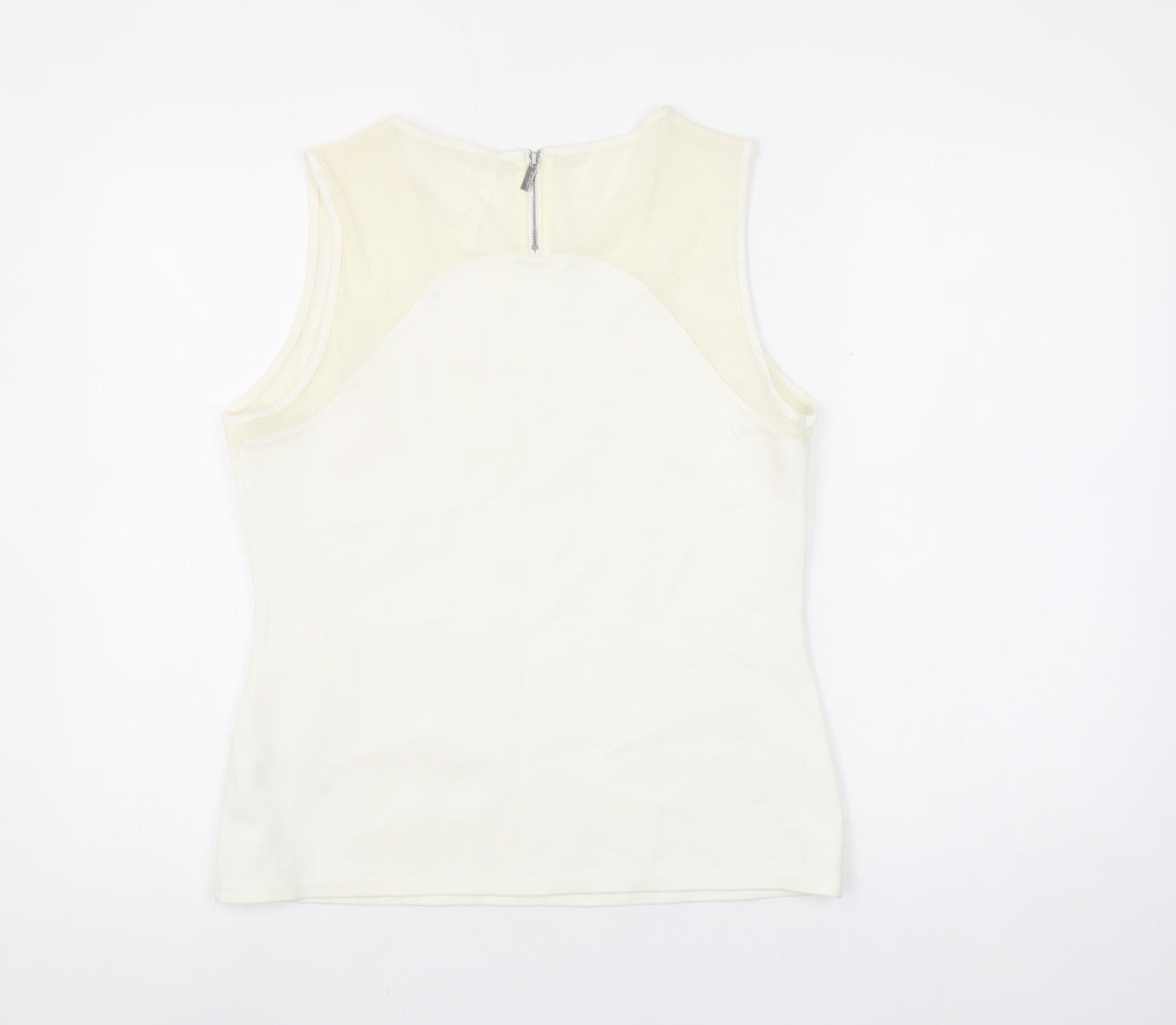 Karen Millen Women's Ivory Sleeveless Crew Neck Top Size 16