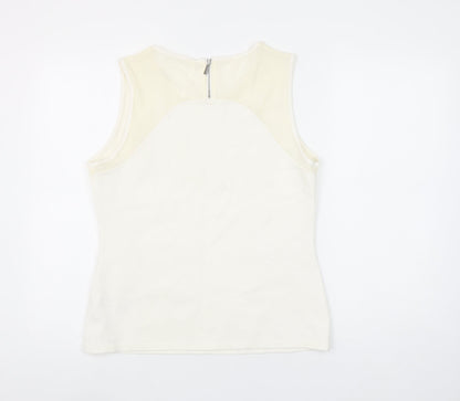 Karen Millen Women's Ivory Sleeveless Crew Neck Top Size 16