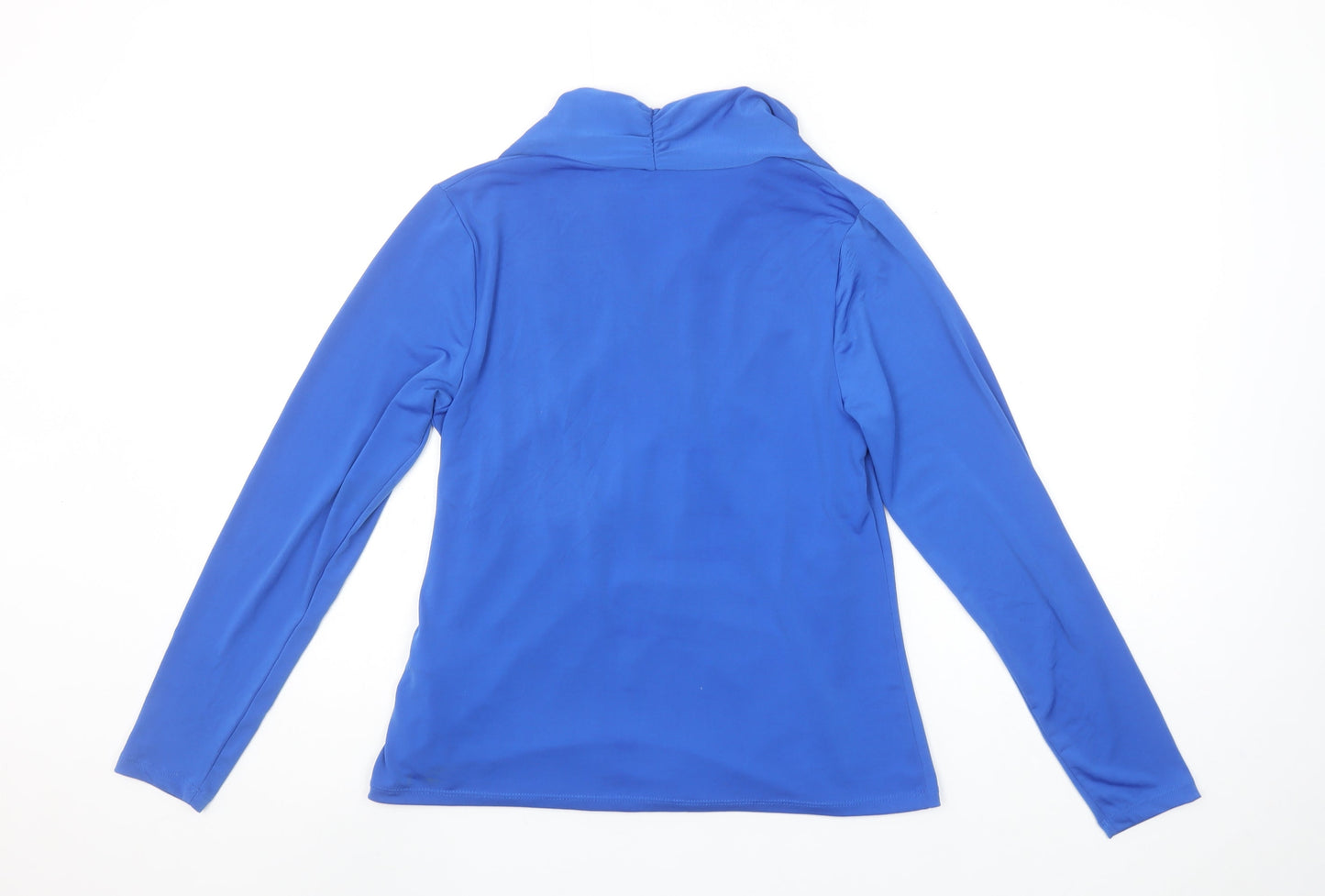 Gallery Women's Blue Wrap Long Sleeve Blouse UK M