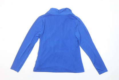 Gallery Women's Blue Wrap Long Sleeve Blouse UK M