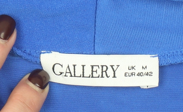 Gallery Women's Blue Wrap Long Sleeve Blouse UK M