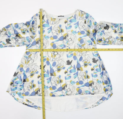 VIZ-A-VIZ Women's Multicoloured Floral Tunic Blouse Size 14 3/4 Sleeve