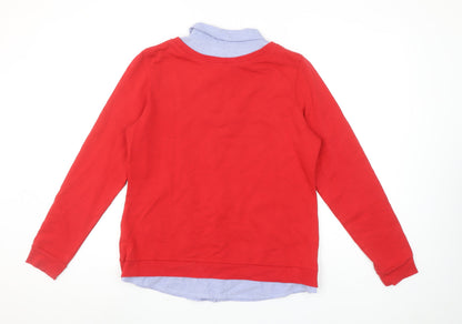 Twist Women Red Collared Polo Style Long Sleeve Top Size 14