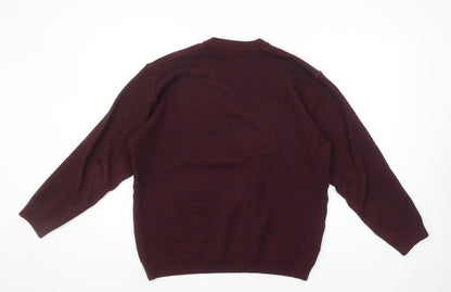 Franco Bencini Mens Red XL V-Neck Wool Blend Jumper