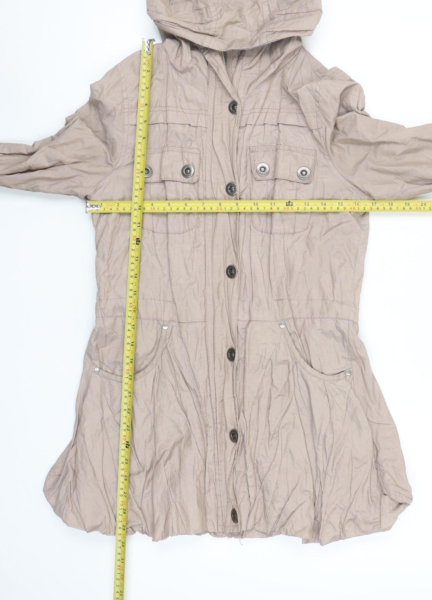 New Look Women’s Beige Hooded Parka Jacket Size 10 Cotton Blend