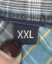 Cottonfield Men's Blue Plaid Button-Up Long Sleeve 2XL Shirt