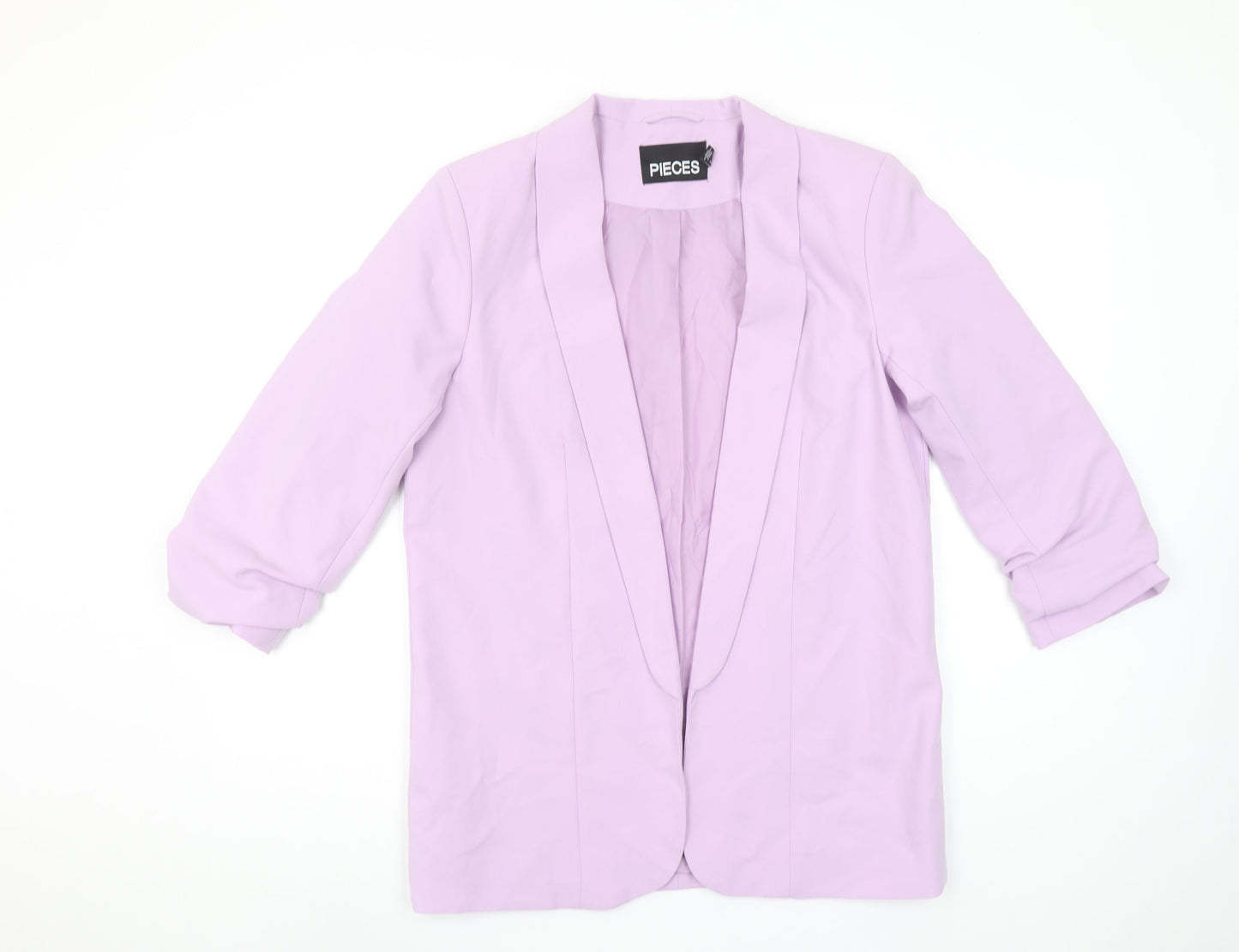 PIECES Women Purple Regular Fit 3/4 Sleeve Lined Blazer Jacket Size S